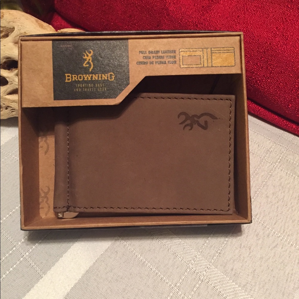 Browning Brown Leather Money Clip